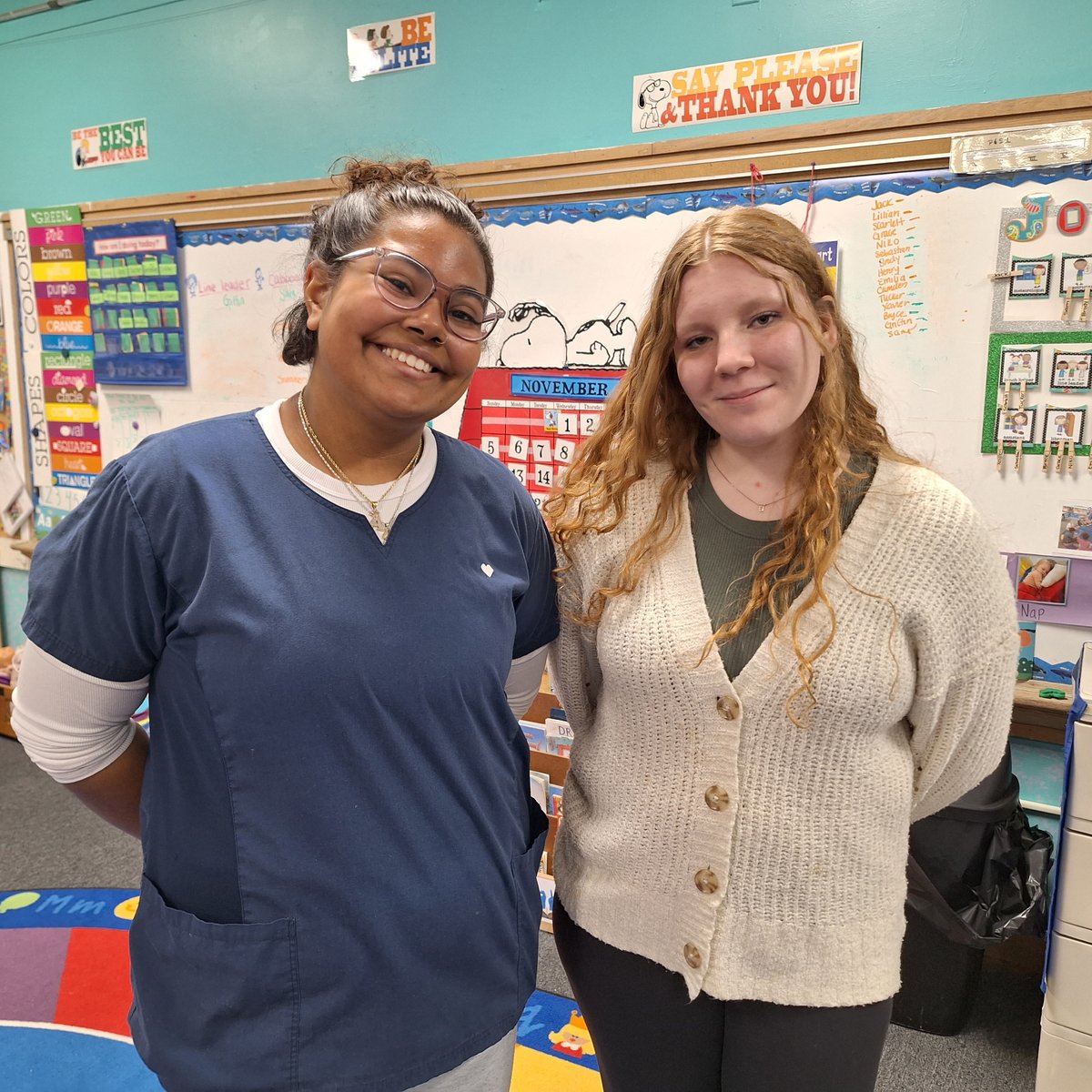 A student and mentor at the Branford Early Learning Center